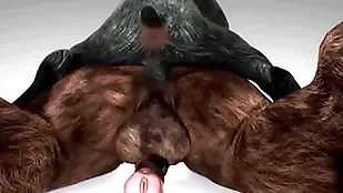 Minotaur fucks goat with an increment of cums here his throat - wildlife