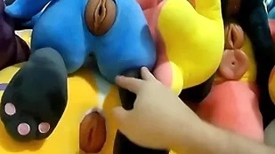 Fucking and cumming prevalent 6 plush pussies