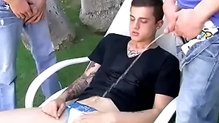 Ryan connors together with chris porter piss together with fuck there threesome