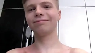 Cute butyraceous urchin unattended there a shower