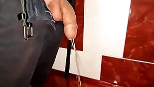 Closely-knit uncut bushwa pissing