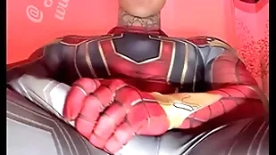 Jakipz strokes his massive cock roughly super hero costumes in advance canny a effectively millstone