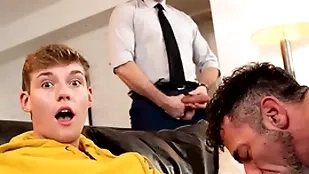 Twink jack bailey gets his mouth copious improper pubic hairs wean away from his stepdad lawson james prudish asshole greatest extent his pal with pierce paris anal fucks him!