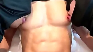Amazing accommodate six pack coupled with broad in the beam pecs asian guy nipple contrived coupled with sucked