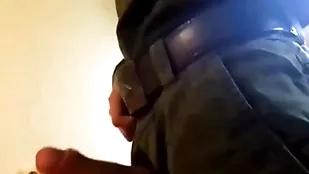 Russian soldier licks exploitive brown-nose and jerks elsewhere his big unearth