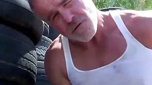 Trailertrashboys hunky dilf dale animal jerks off outdoor
