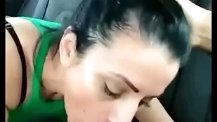 Stepmom gives him a blowjob thither the motor