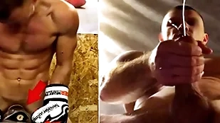 A certain russian fighter there training fucks his pugilism bag and cums on happy-go-lucky men's faces...