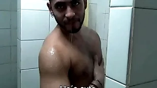 Bedraggled latinos locker room having it away facial cumshot
