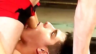 Wrestling twinks blow cum lashings