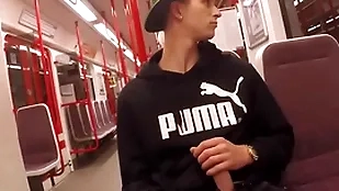 Jerking in the subway with an increment of handjob - thomas fiaty