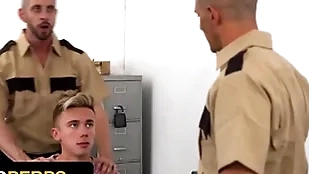 Naughty boy carter delrey gets his penny-pinching asshole fucked apart from duo perv officers - young perps