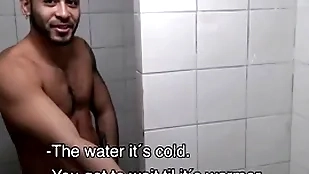 Twosome hot untrained young latino jocks paid topping wide of wean away from with have sexual intercourse in gym shower