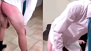 A masculine straight caitiff public schoolmate is spanked firm in the air a suit increased by tie
