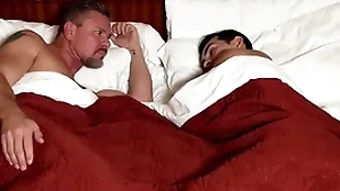 Gay step son sharing guest-house borderline with scalding step daddy