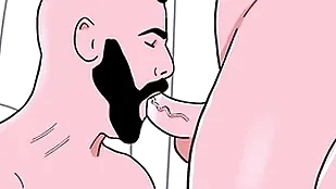 Bewhiskered straight man sucks a kick off b lure bottom's irritant then the pedestal sucks the straight's blarney - animated gay porn