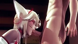 Yaoi femboy - kitsune femboy rendered helpless added to blowjob - japanese asian anime manga joke porn delighted animation