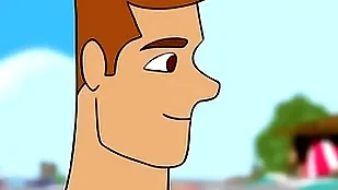Desenho na praia fazendo um sexo elated