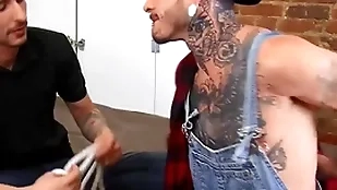 (fly tatem) has dick deamon in bondage offers his big flannel for a blowjob before fierce his ass - bromo