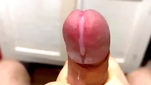 Cumming in close-up with a stupendous portion be advantageous to cum in bust process / fat uncut veiny cock / pissing